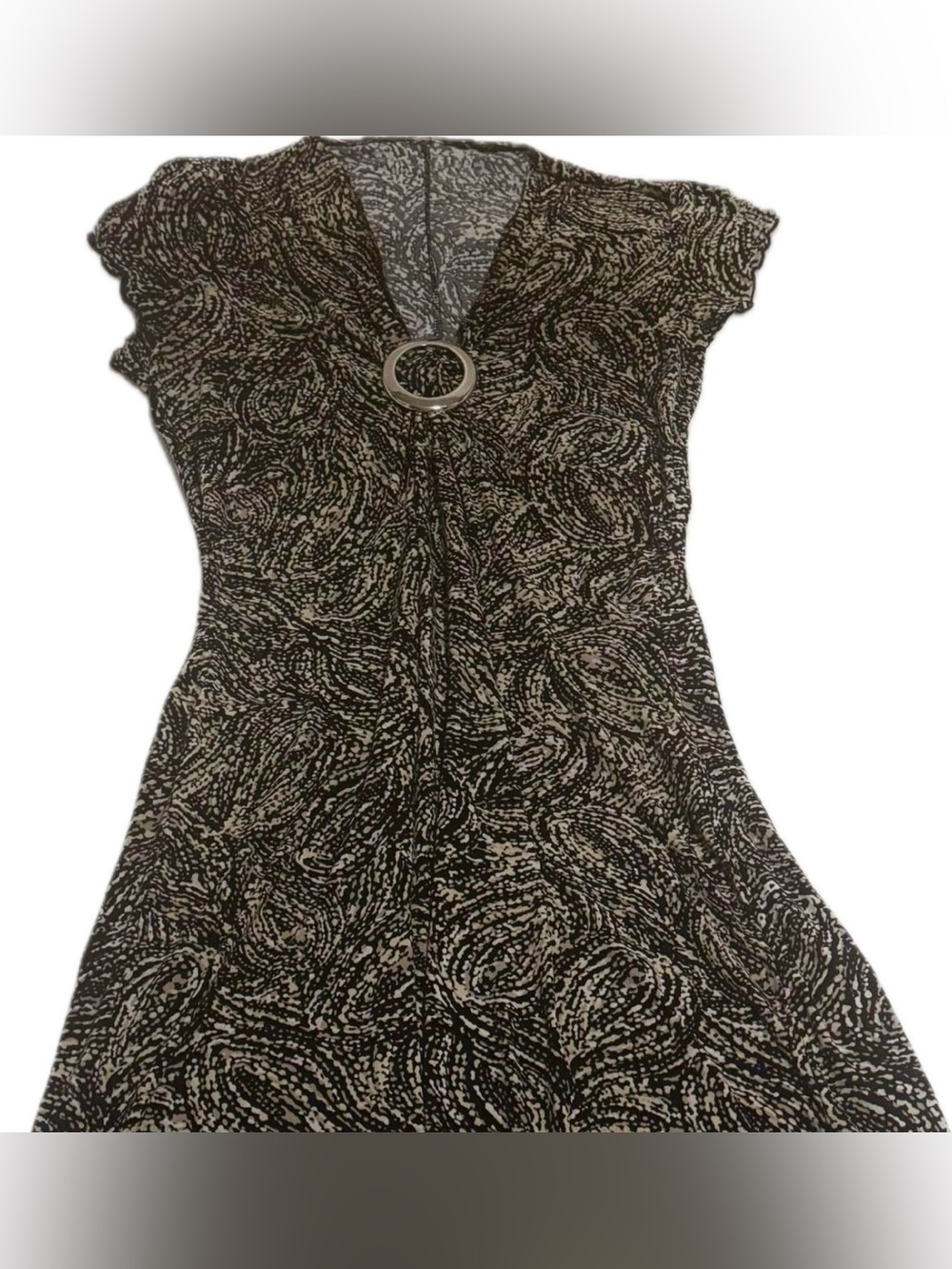 Black and Tan/Gold Dress with Ring Detailing